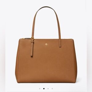 Tory Burch Emerson Large Double Zip Tote: Color Moose